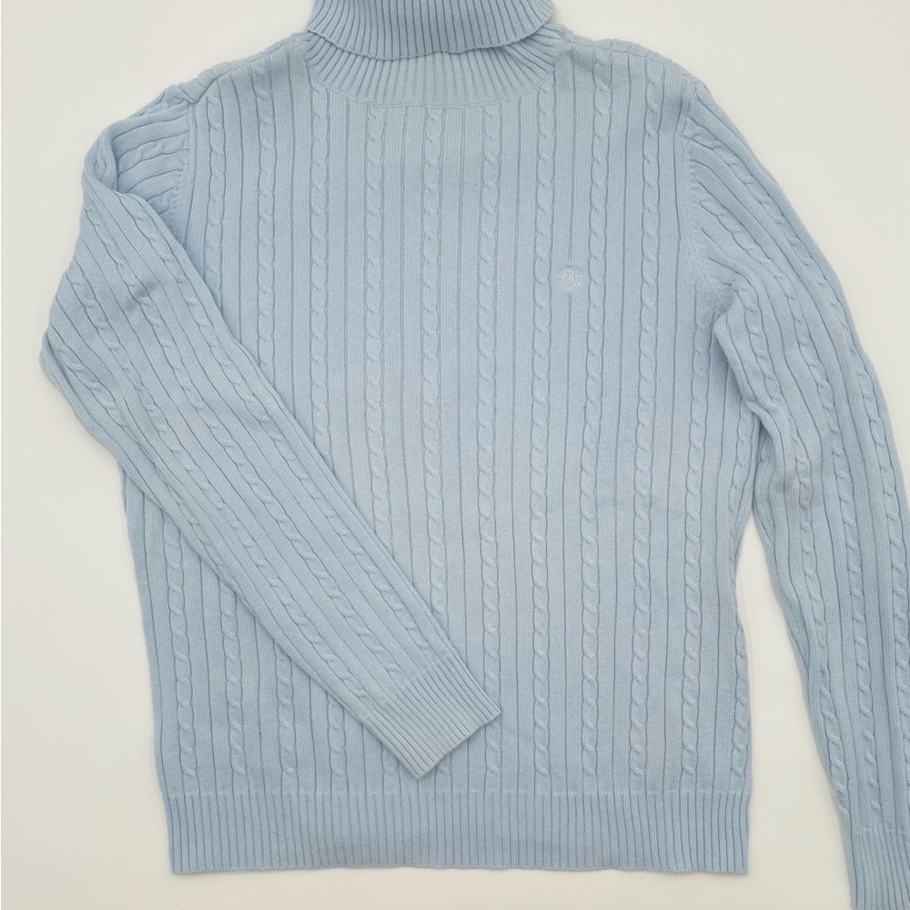 Izod | Baby‎ Blue Cable Knit Turtleneck Sweater Woman’s Large